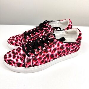Leopard Leopard Print Calf Hair Sneakers Size 7.5 Pink Red Kenneth Cole